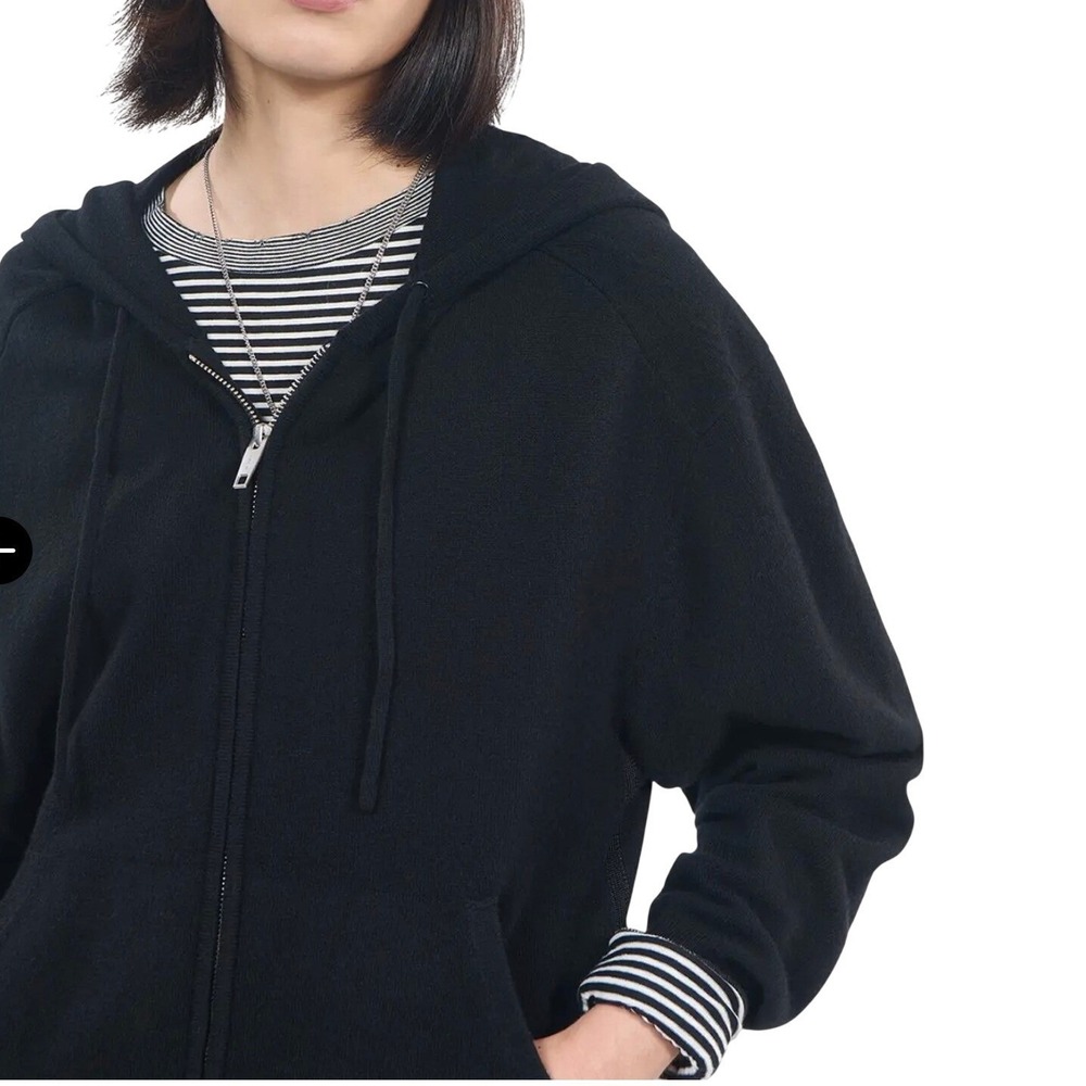 The Kooples Cashmere Wool Blend Black Full Zip Hoodie Women's Size M